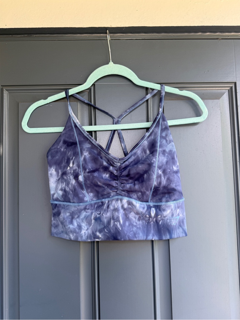 Gymshark Elevate Longline Sports Bra in Lakeside Blue Spray Dye